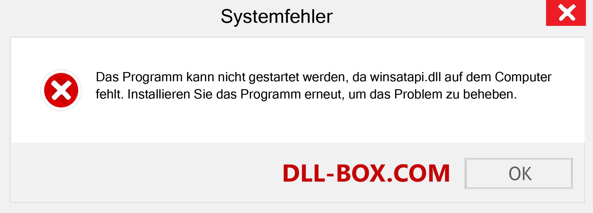 winsatapi.dll-Datei fehlt?. Download für Windows 7, 8, 10 - Fix winsatapi dll Missing Error unter Windows, Fotos, Bildern